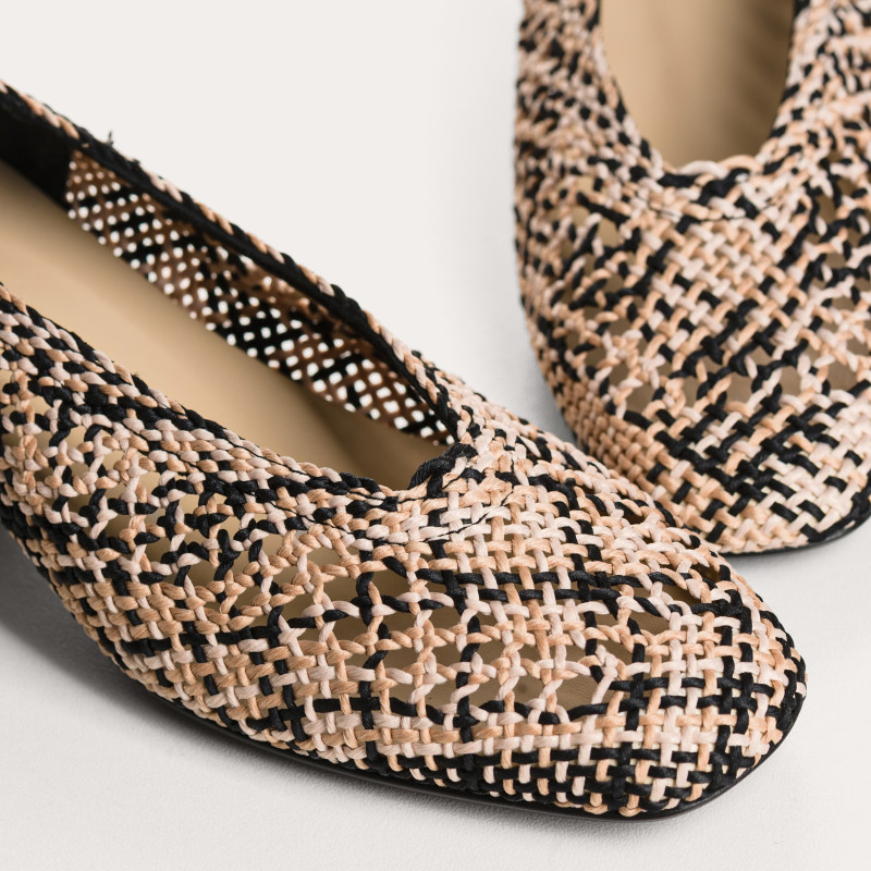 Rika Crochet Heeled Ballerinas | Elegant 3.5 cm Heel | Reqins