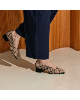 Rika Crochet Heeled Ballerinas | Elegant 3.5 cm Heel | Reqins