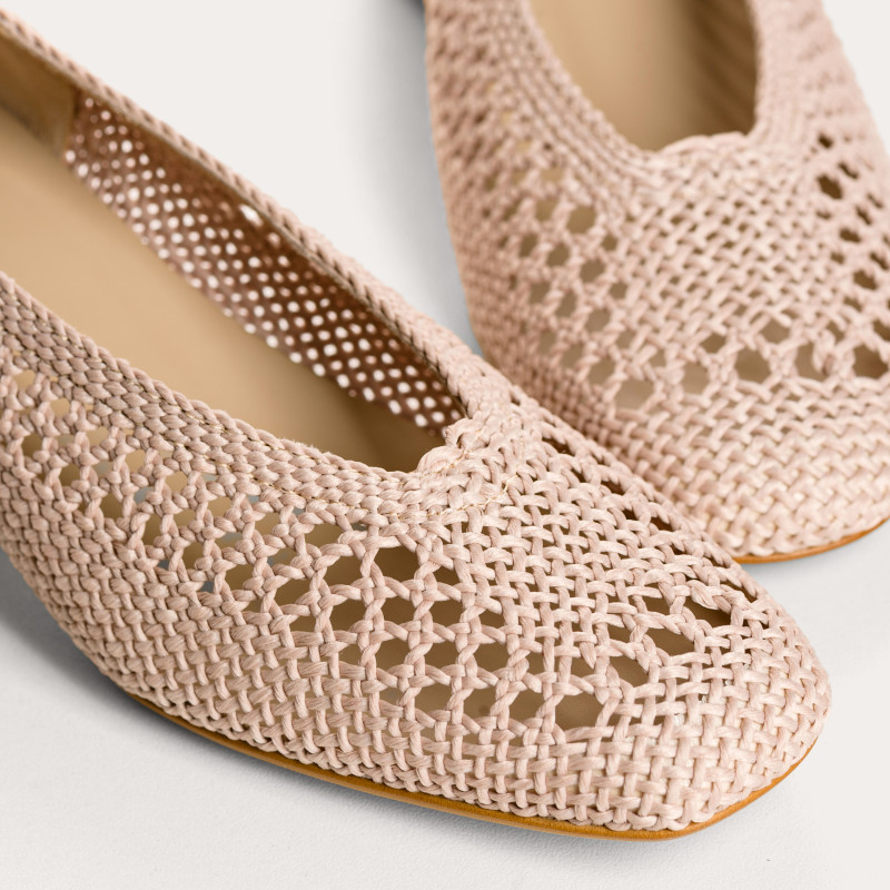 Rika Crochet Heeled Ballerinas | Elegant 3.5 cm Heel | Reqins