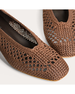 Rika Crochet Heeled Ballerinas | Elegant 3.5 cm Heel | Reqins