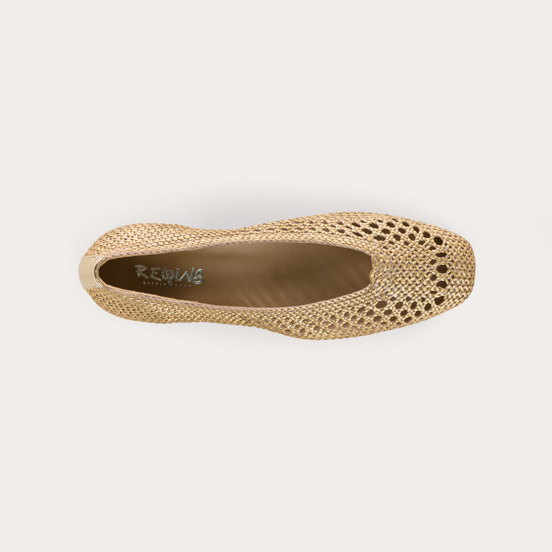 Rika metallics crochet heeled ballerinas | Elegant sparkle | Reqins