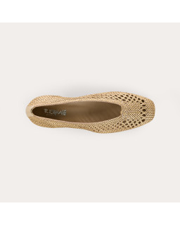 Rika metallics crochet heeled ballerinas | Elegant sparkle | Reqins