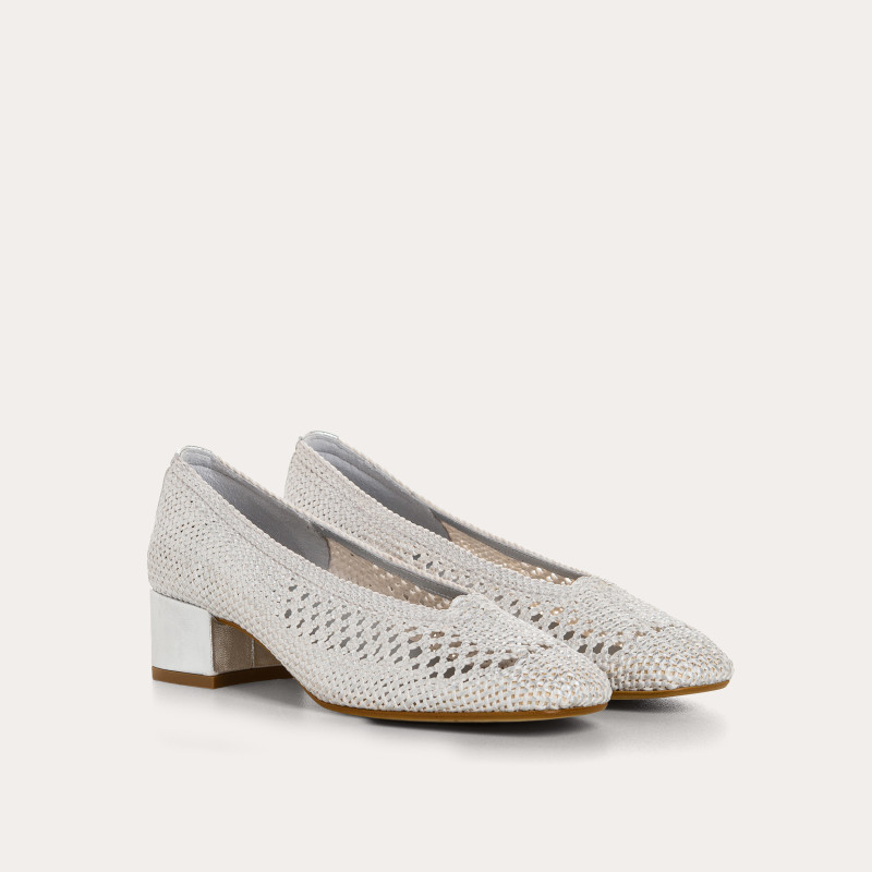 Golden Rika crochet square heel ballerinas