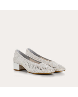 Rika metallics crochet heeled ballerinas | Elegant sparkle | Reqins