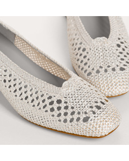Golden Rika crochet square heel ballerinas