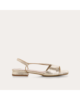 Charly platinum sandals in cracked metallic leather