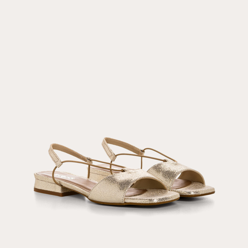 Charly platinum sandals in cracked metallic leather
