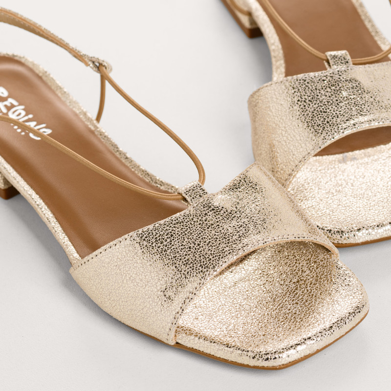 Charly platinum sandals in cracked metallic leather