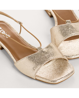 Charly platinum sandals in cracked metallic leather