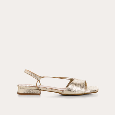 Charly platinum sandals in cracked metallic leather
