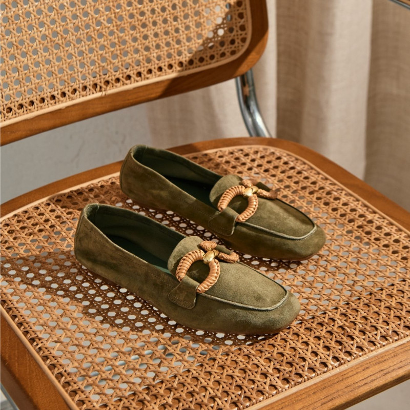 Hadrien Suede Loafers with Jewel Buckle | Reqins