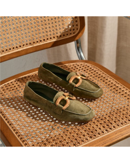 Mocassins Hadrien en cuir velours à boucle bijou | Reqins