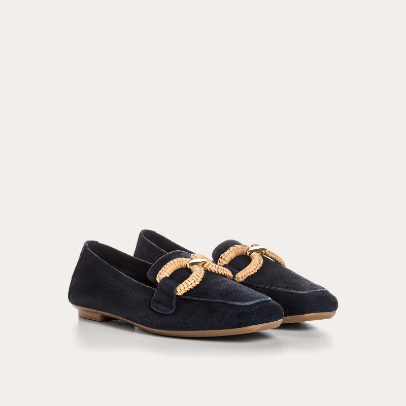 Hadrian leather loafers velvet with jewel buckles
