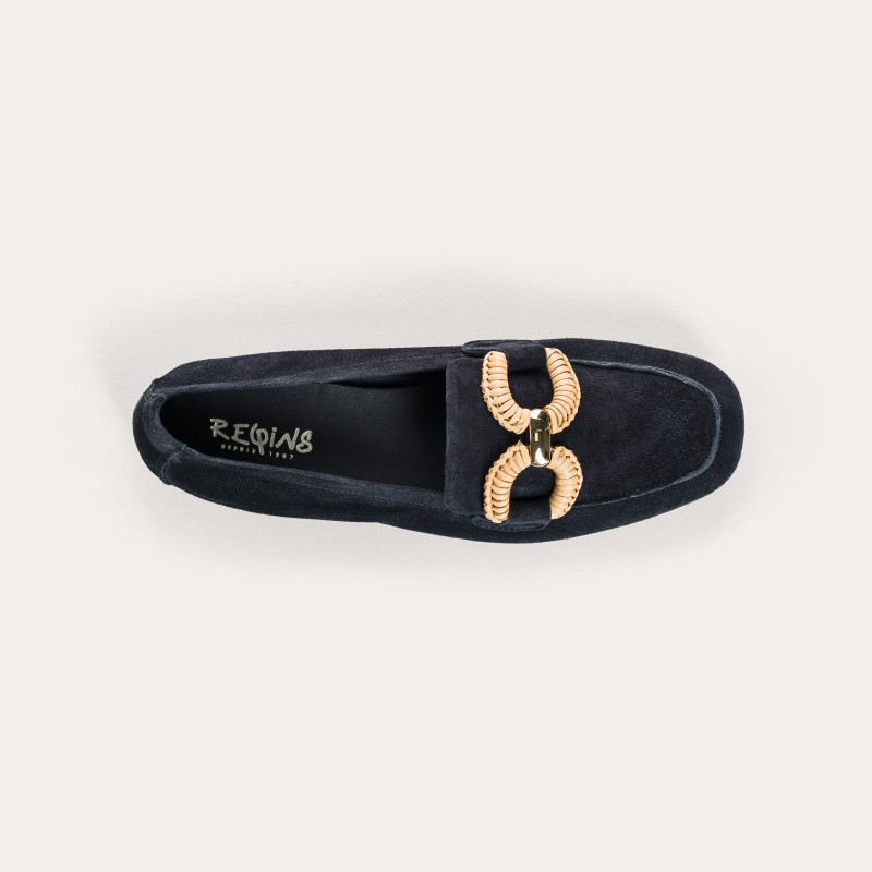 Hadrien Suede Loafers with Jewel Buckle | Reqins