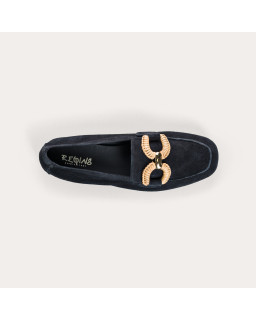 Hadrian leather loafers velvet with jewel buckles