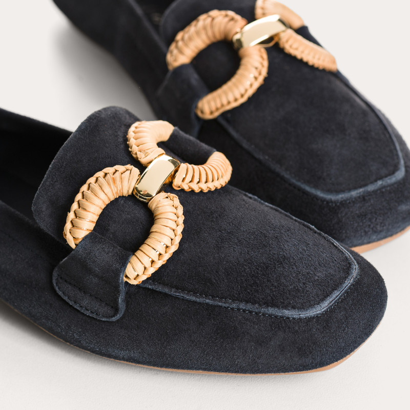 Hadrian leather loafers velvet with jewel buckles