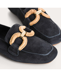 Mocassins Hadrien en cuir velours à boucle bijou | Reqins