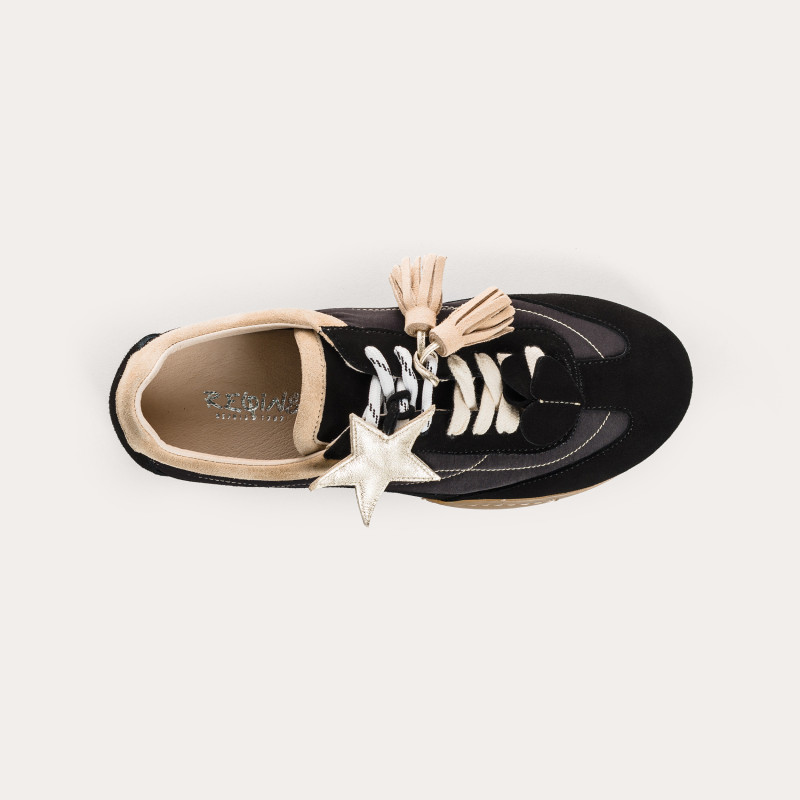 Baskets Swan en mix nylon et cuir à charms | Reqins