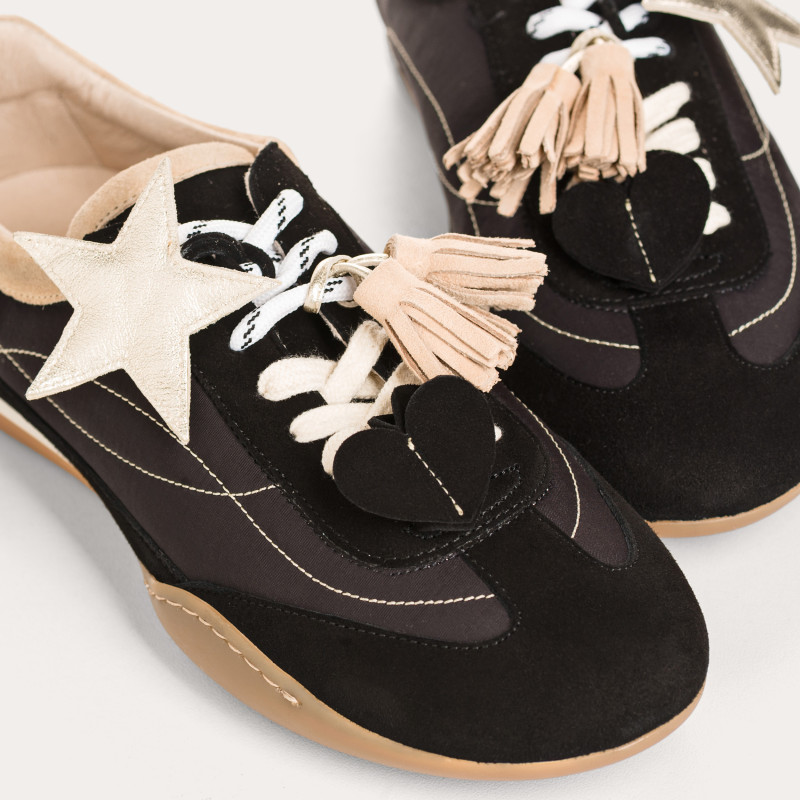 Baskets Swan en mix nylon et cuir à charms | Reqins