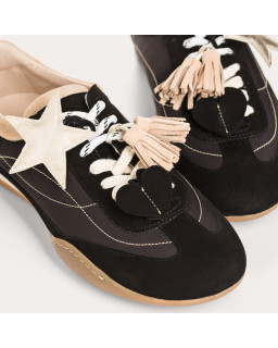 Baskets Swan en mix nylon et cuir à charms | Reqins