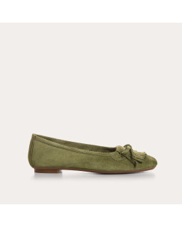 Ballerines Hindi en cuir velours à franges | Reqins