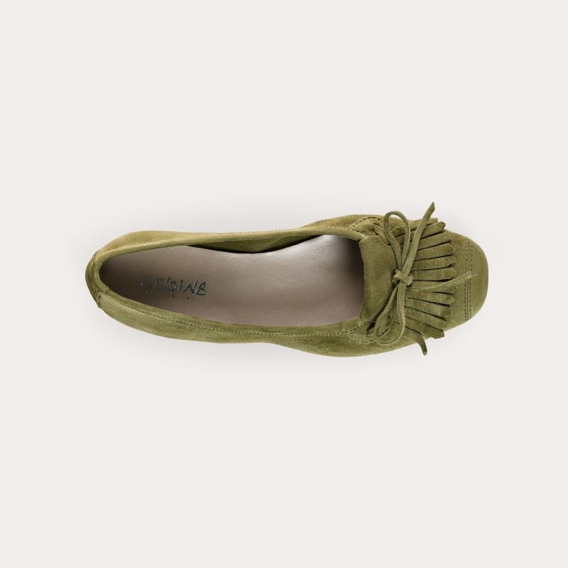Hindi leather velvet ballerinas with fringes