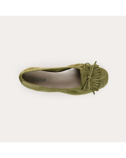 Hindi leather velvet ballerinas with fringes