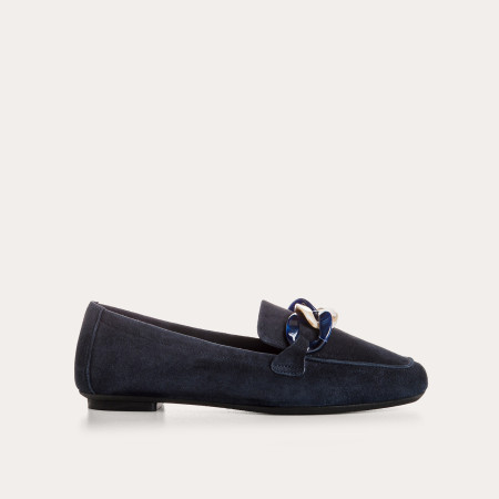 Mocassins Hanissa en cuir velours à chaîne | Reqins