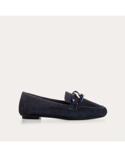 Hanissa leather loafers in chain velvet