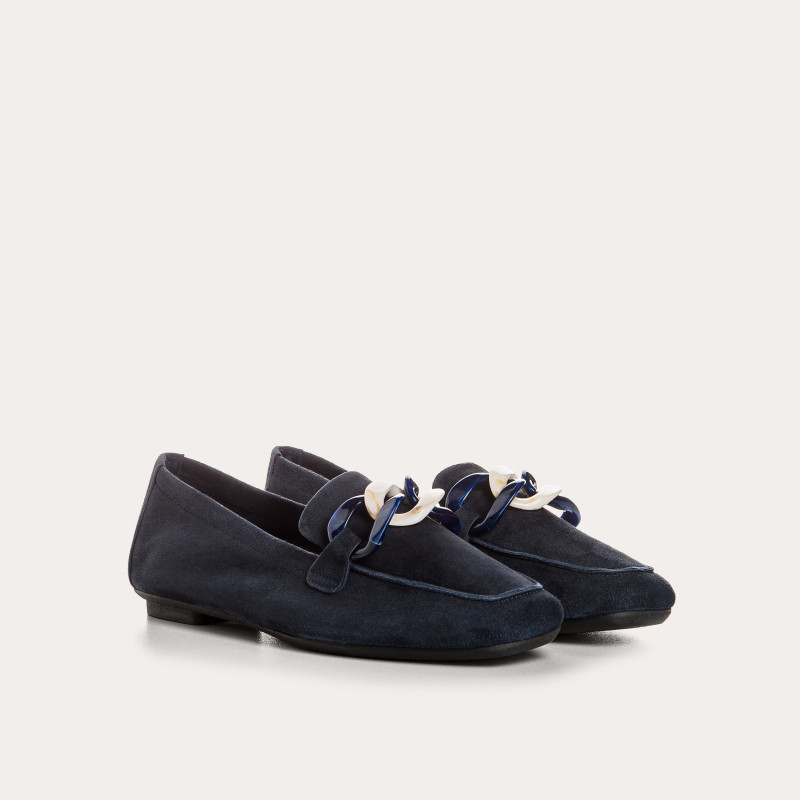 Hanissa leather loafers in chain velvet