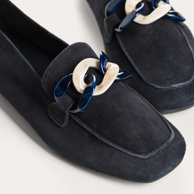 Hanissa leather loafers in chain velvet
