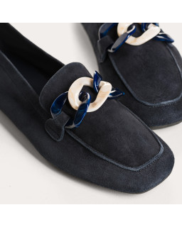 Hanissa leather loafers in chain velvet