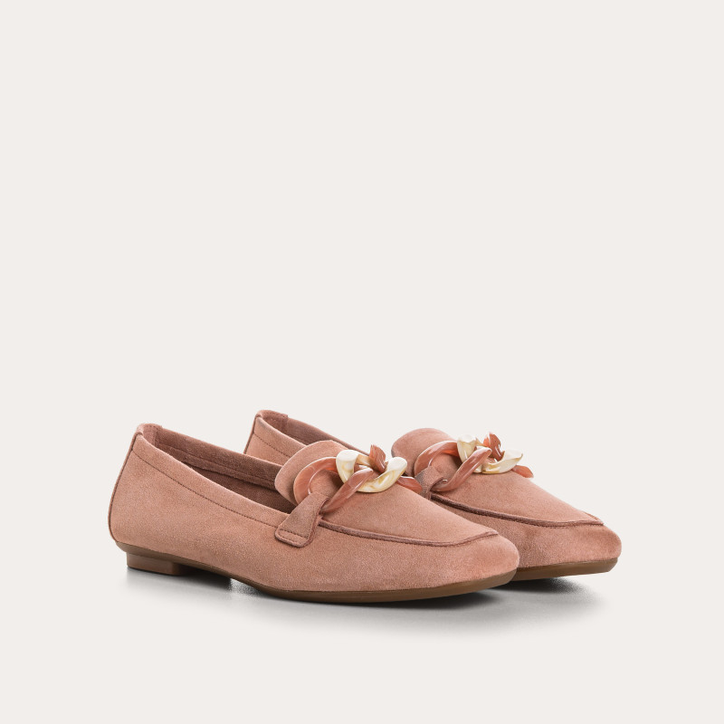 Hanissa leather loafers in chain velvet