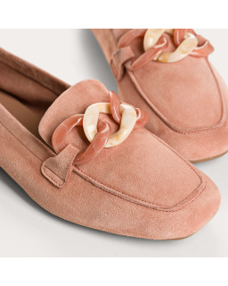 Hanissa leather loafers in chain velvet