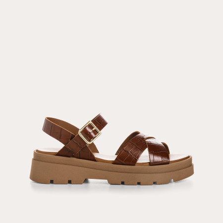 Sandales Louisa en cuir imprimé croco - Style & Stabilité | Reqins