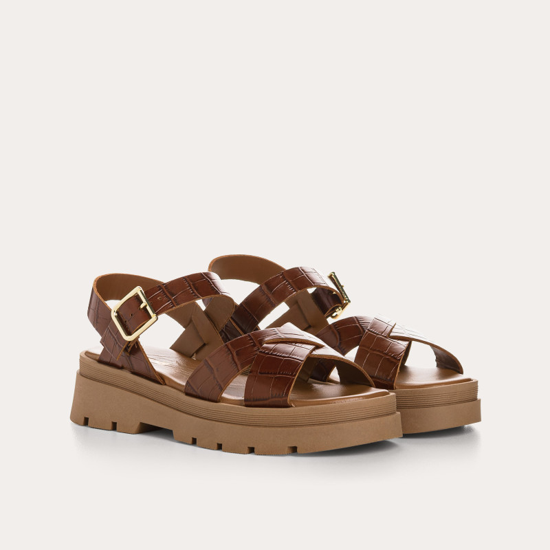 Louisa leather sandals printed croco - Style & Stability
