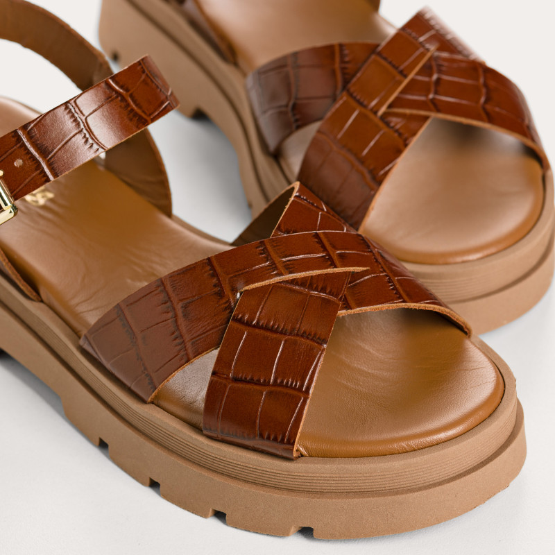 Louisa leather sandals printed croco - Style & Stability