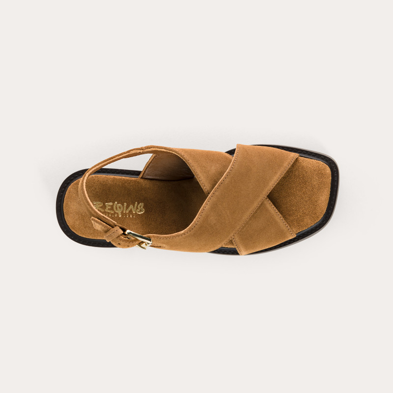 Sandales Ludmila en cuir velours à talon - Élégance | Reqins