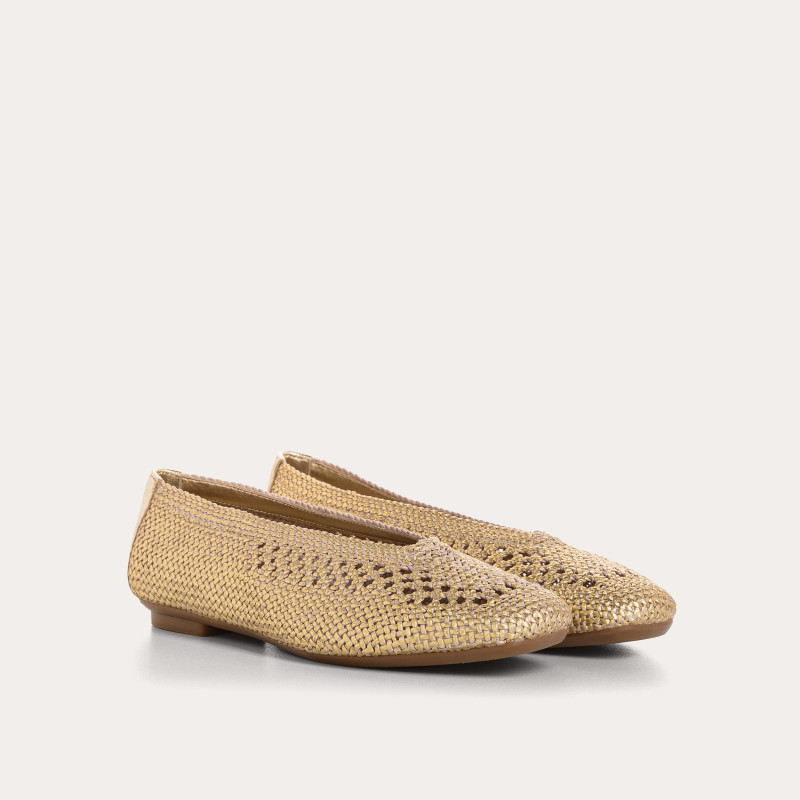 Hanaba silver metallized crochet ballerinas