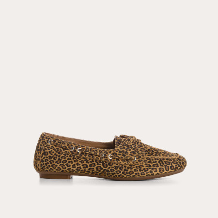 Loafers Hublo leopard leather velvet style boat
