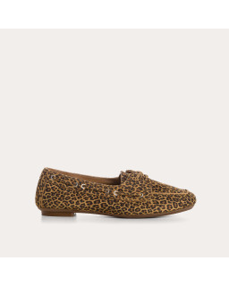 Loafers Hublo leopard leather velvet style boat