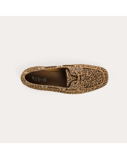 Loafers Hublo leopard leather velvet style boat