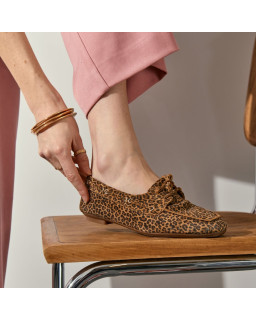 Loafers Hublo leopard leather velvet style boat