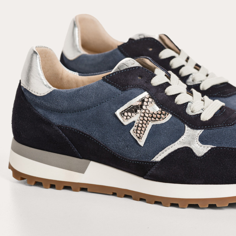 Baskets Mania en mix de cuir velours et matières | Reqins