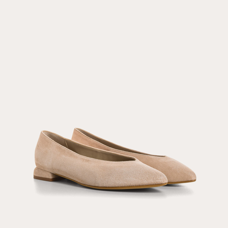 Ballerines Vesta à bout pointu en cuir velours | Reqins