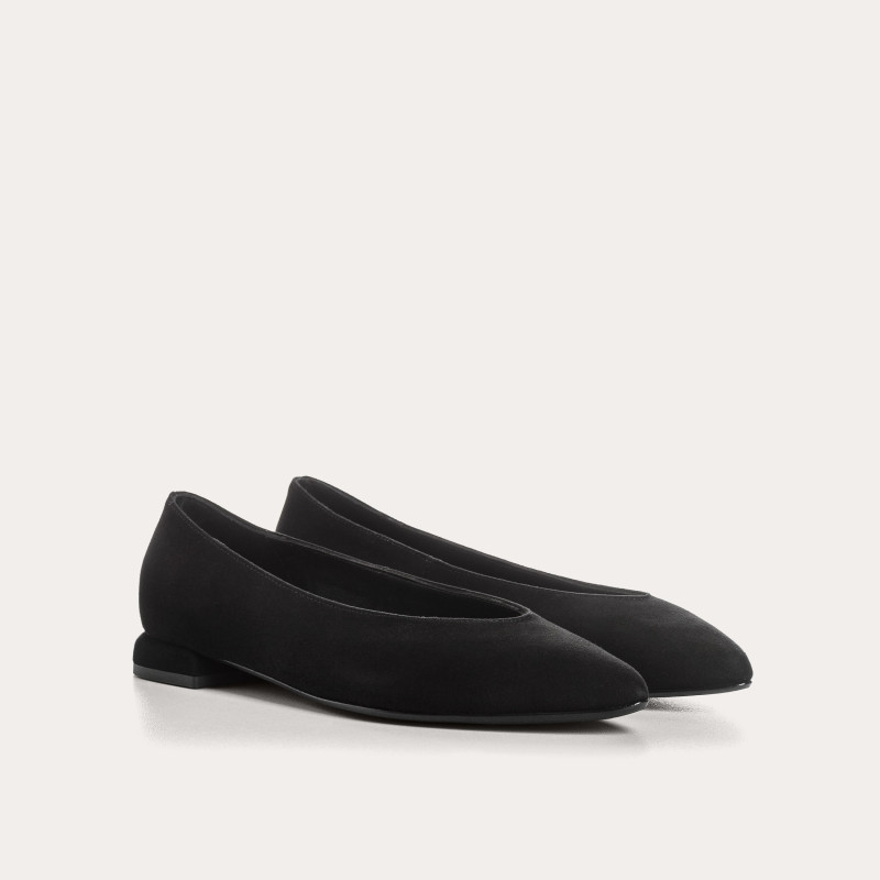 Ballerines Vesta à bout pointu en cuir velours | Reqins