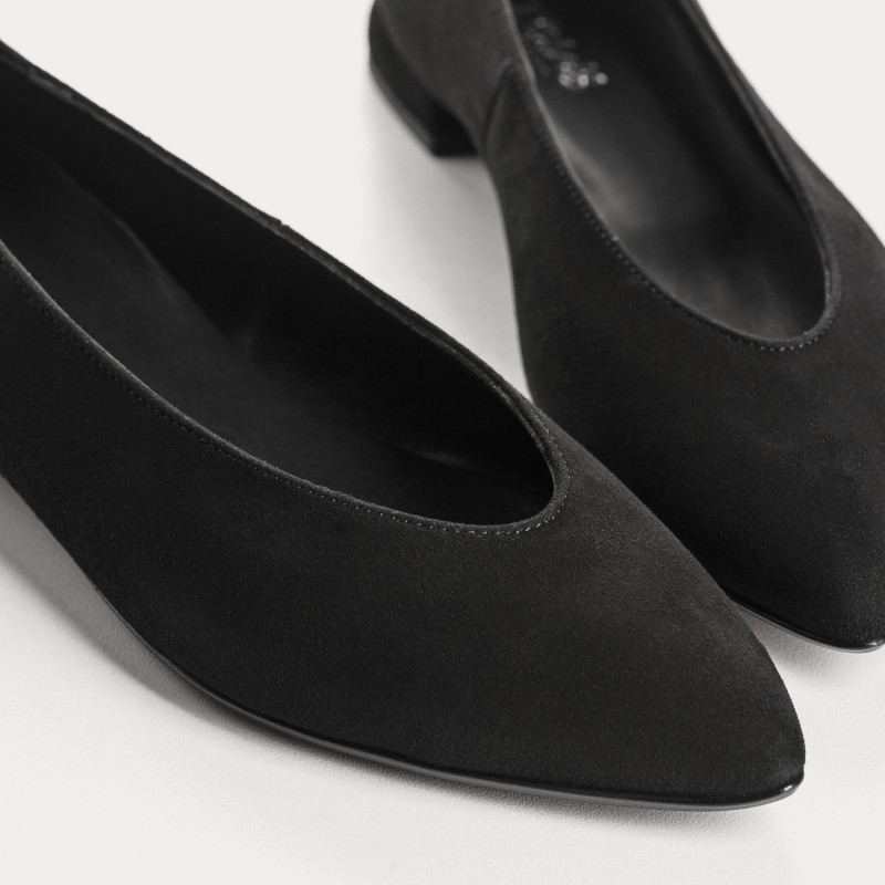 Ballerines Vesta à bout pointu en cuir velours | Reqins