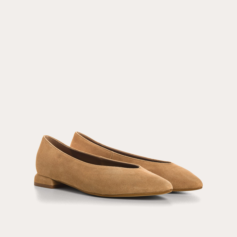 Ballerines Vesta à bout pointu en cuir velours | Reqins