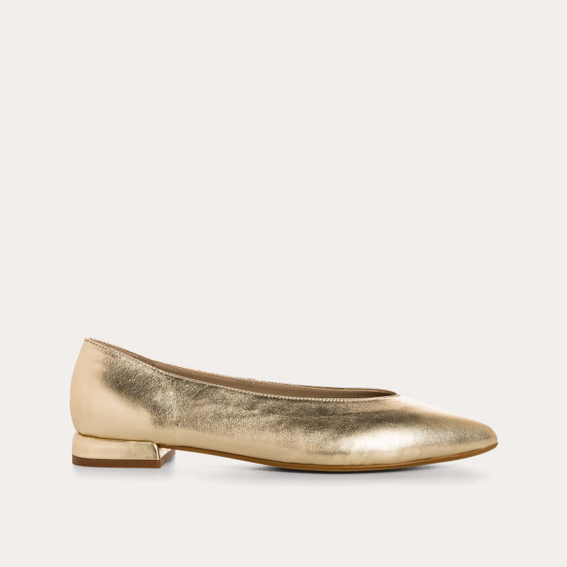 Vesta ballerinas with pointed toe in leather and shrapnel