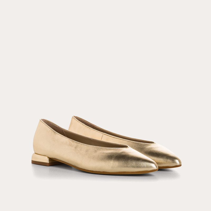 Vesta ballerinas with pointed toe in leather and shrapnel